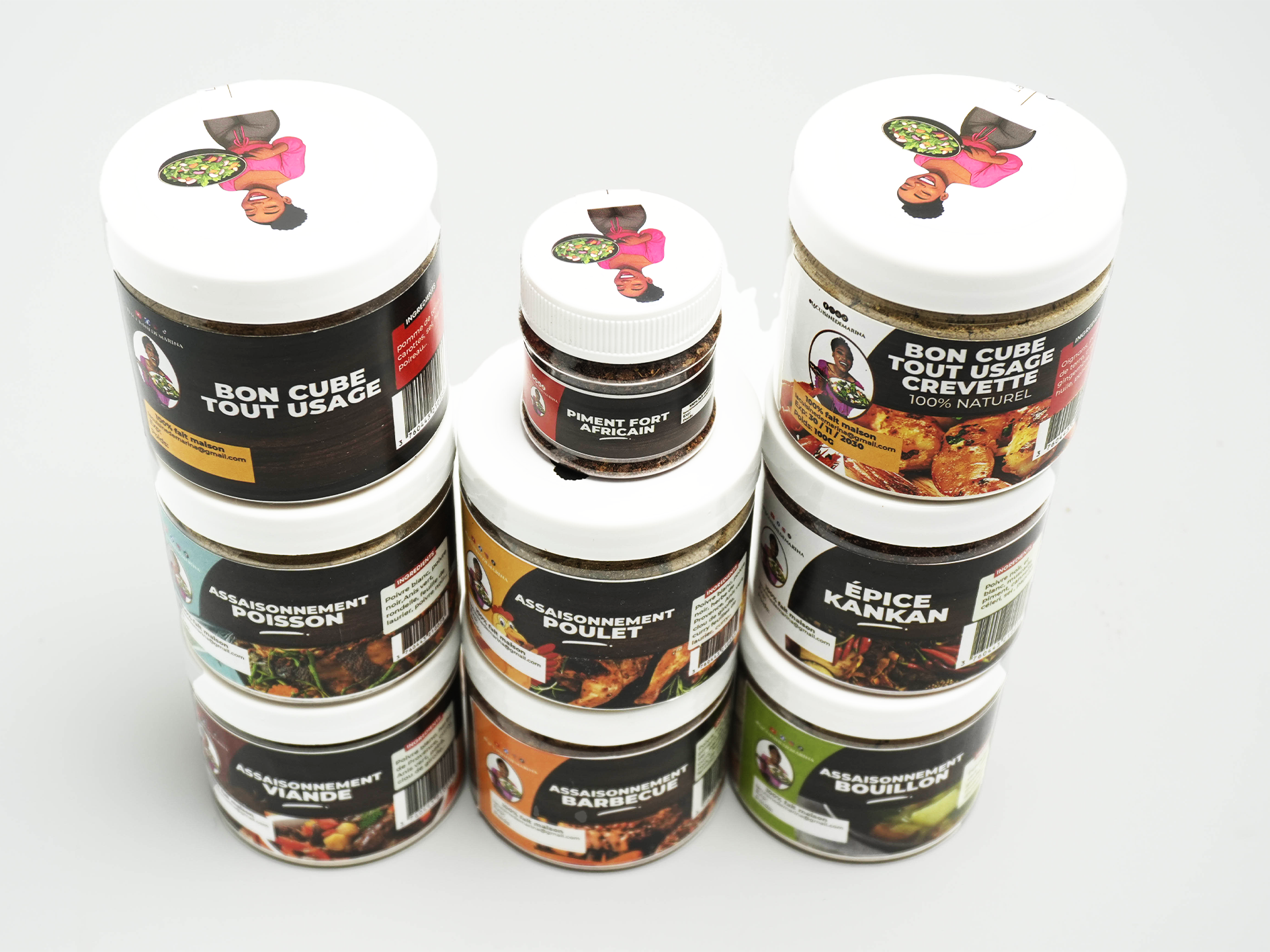 Packs petits pots étudiants, assaisonnements + bon cube tout usage + crevette 30gx9