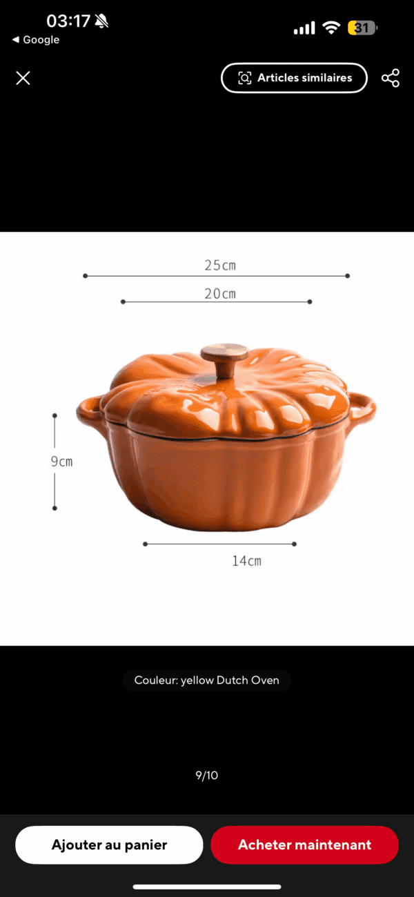 Casserole en Citrouille fonte émaillée 3,7L couleur orange 24cm – Image 5