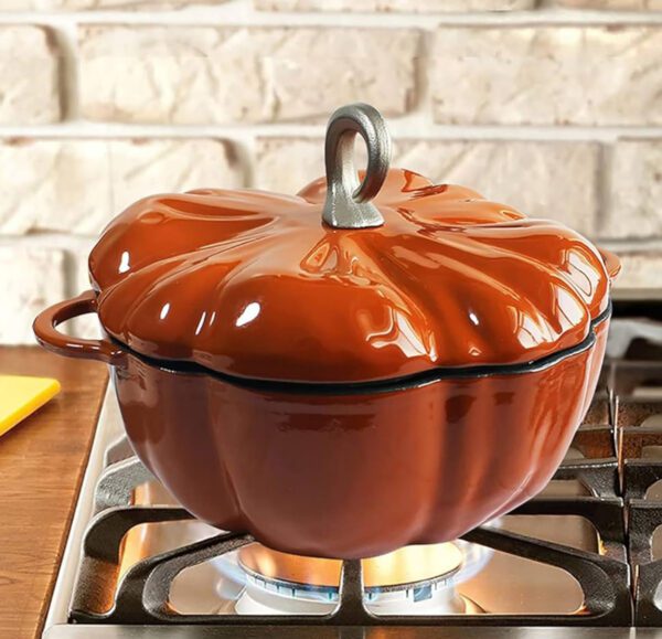 Casserole en Citrouille fonte émaillée 3,7L couleur orange 24cm – Image 9