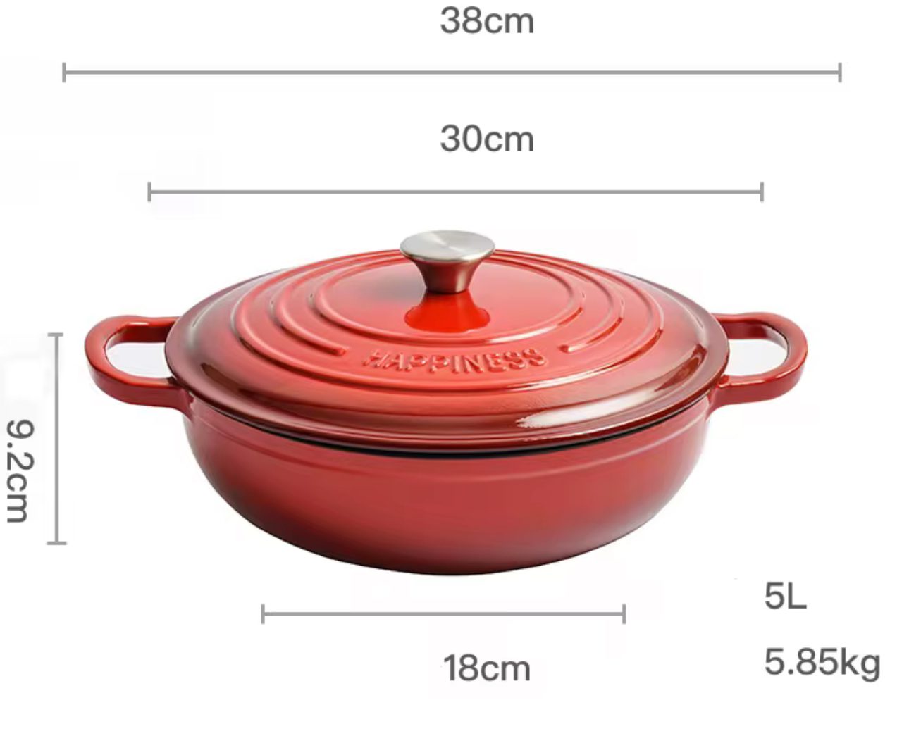 Casserole fonte émaillée , gaz , induction  5L – Image 3