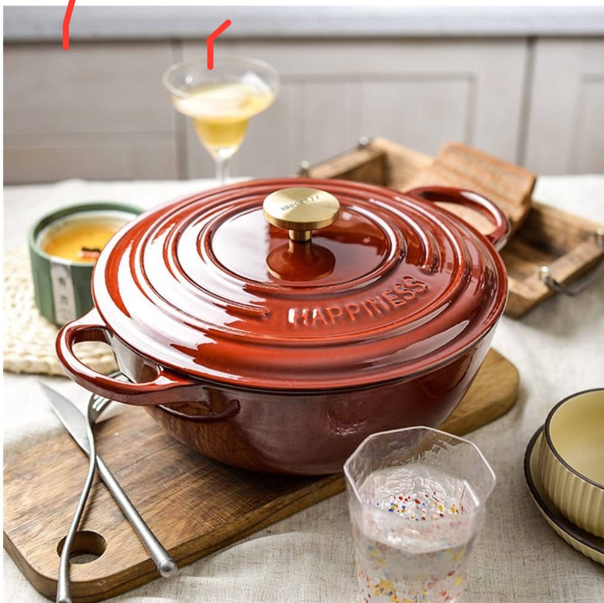 Casserole fonte émaillée bordeaux , gaz , induction 5L anti-adhésive 30cm – Image 2