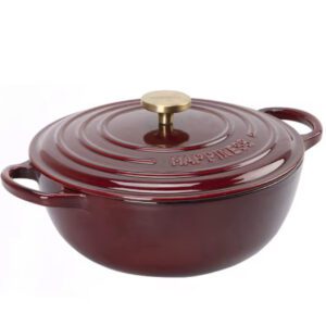 Casserole fonte émaillée bordeaux , gaz , induction  5L anti-adhésive 30cm