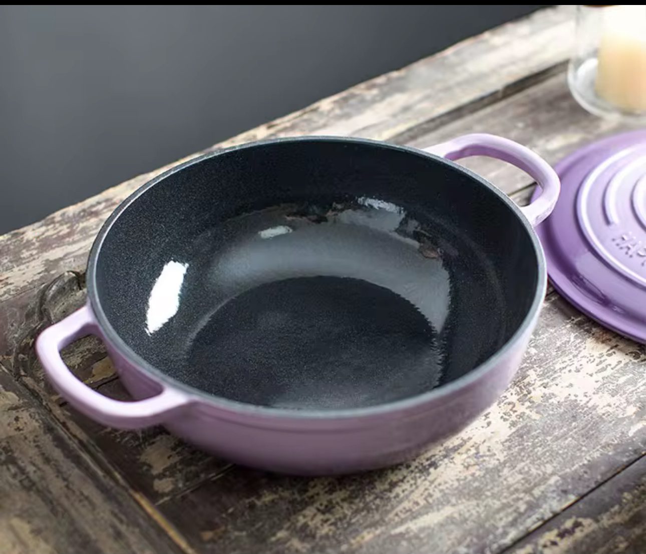Casserole fonte émaillée violette , gaz , induction 5L anti-adhésive 30cm – Image 4