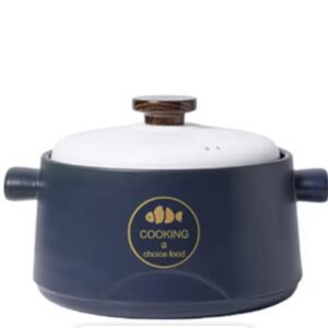 Casserole 4.5L bleu en céramique pure antiadhésive à haute température avec couvercle
